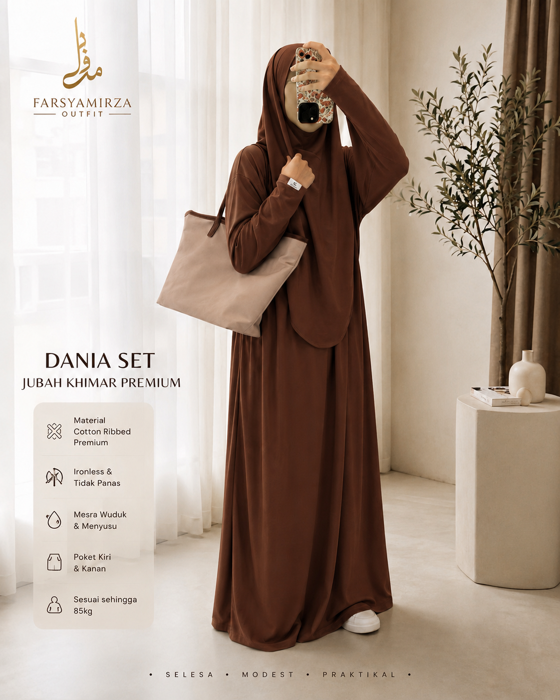JUBAH DANIA PREMIUM | IRONLESS COTTON RIBBED | MESRA WUDHUK