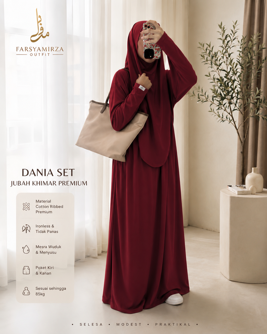 JUBAH DANIA PREMIUM | IRONLESS COTTON RIBBED | MESRA WUDHUK