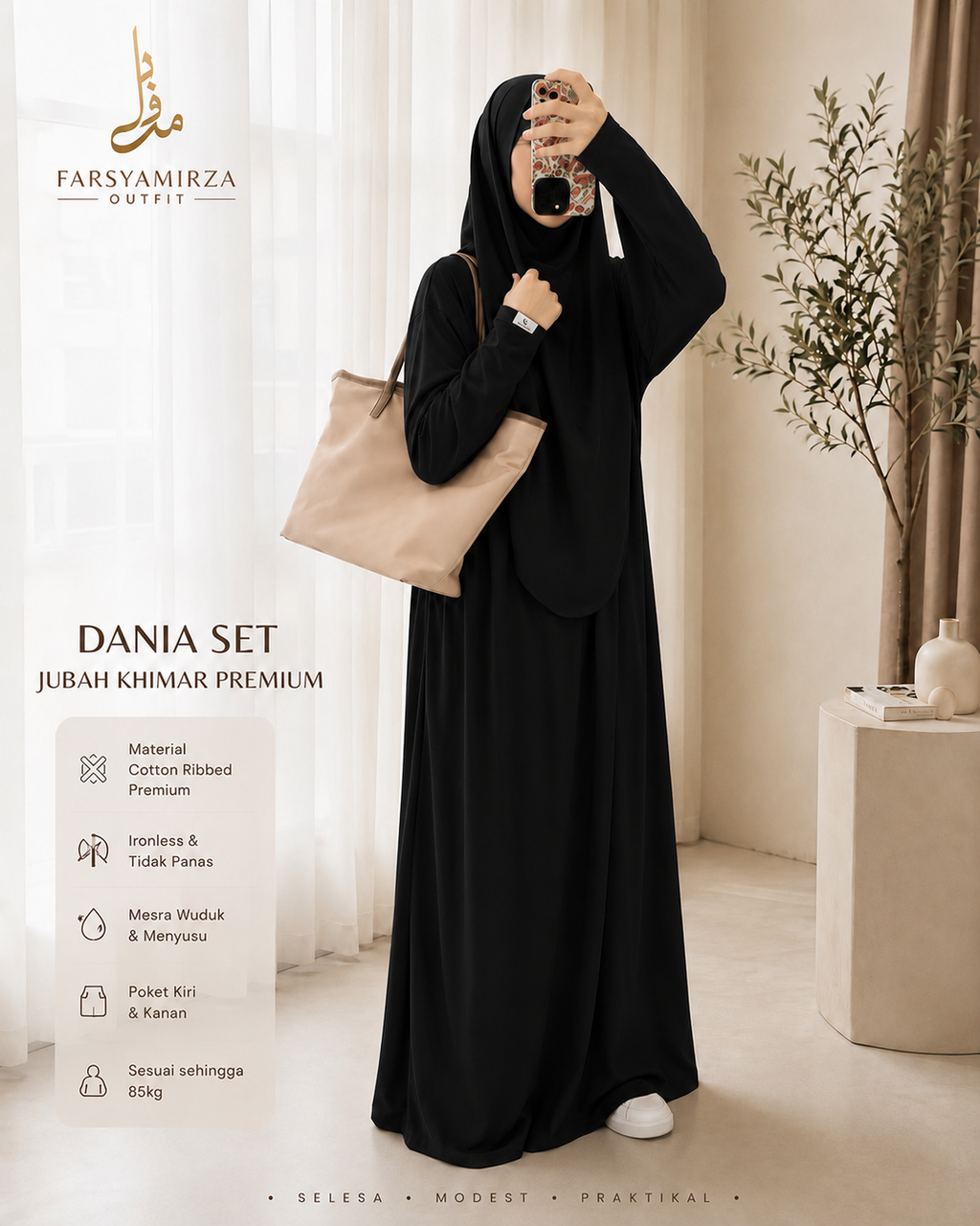 JUBAH DANIA PREMIUM | IRONLESS COTTON RIBBED | MESRA WUDHUK