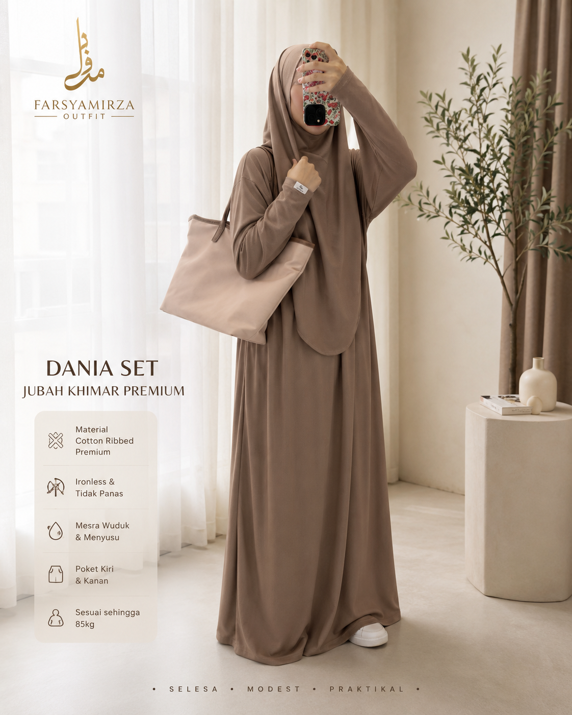 JUBAH DANIA PREMIUM | IRONLESS COTTON RIBBED | MESRA WUDHUK