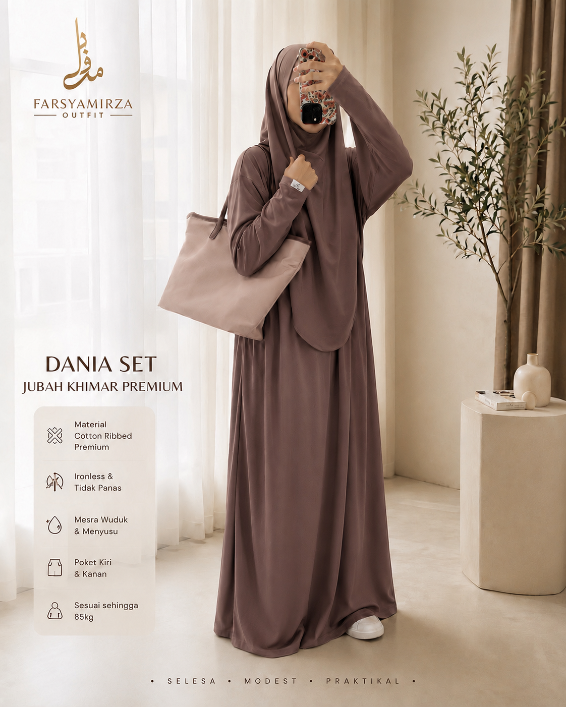 JUBAH DANIA PREMIUM | IRONLESS COTTON RIBBED | MESRA WUDHUK