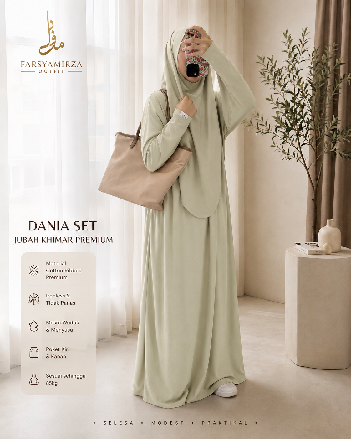 JUBAH DANIA PREMIUM | IRONLESS COTTON RIBBED | MESRA WUDHUK