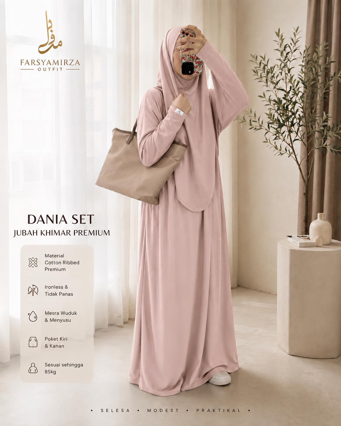 JUBAH DANIA PREMIUM | IRONLESS COTTON RIBBED | MESRA WUDHUK