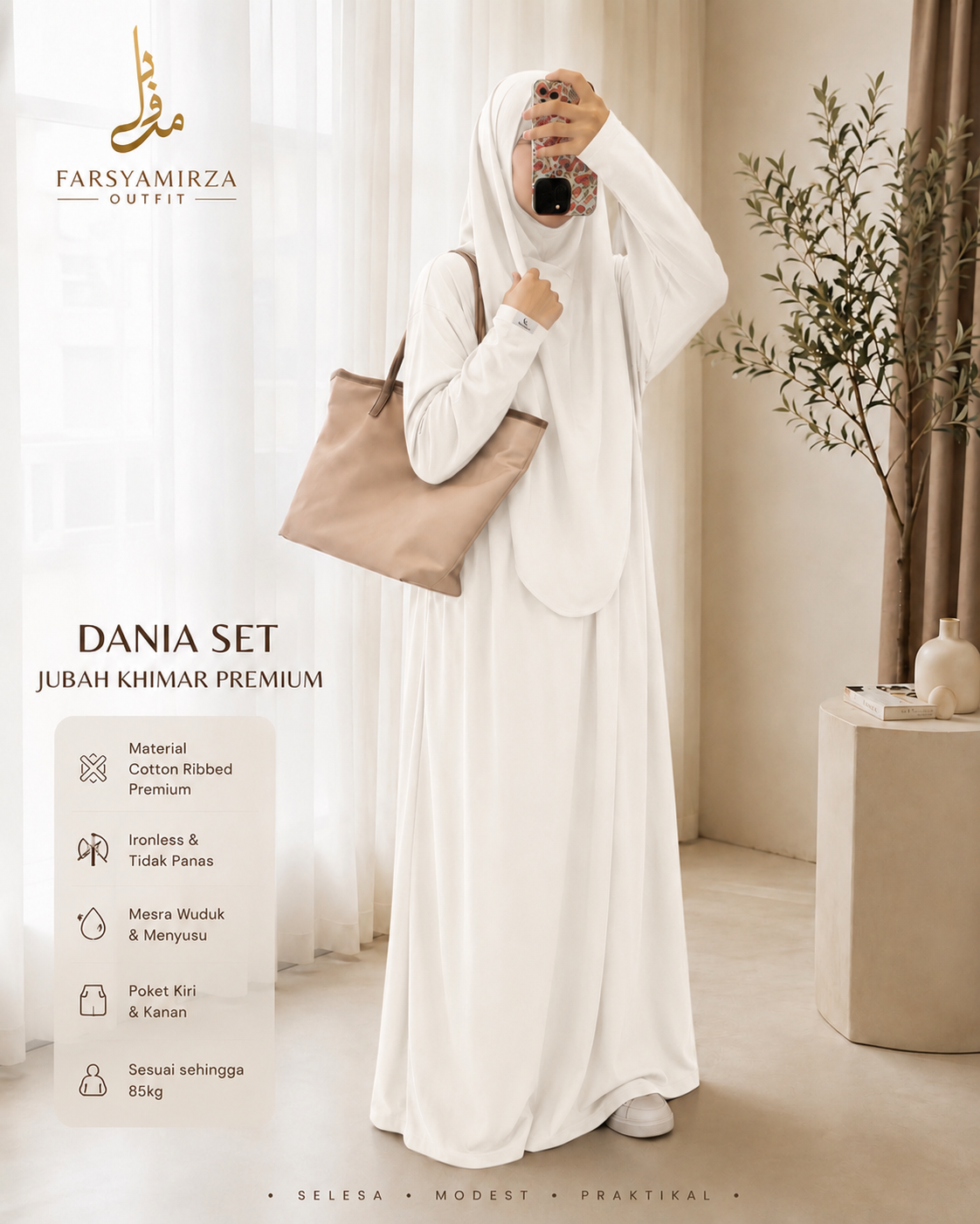 JUBAH DANIA PREMIUM | IRONLESS COTTON RIBBED | MESRA WUDHUK