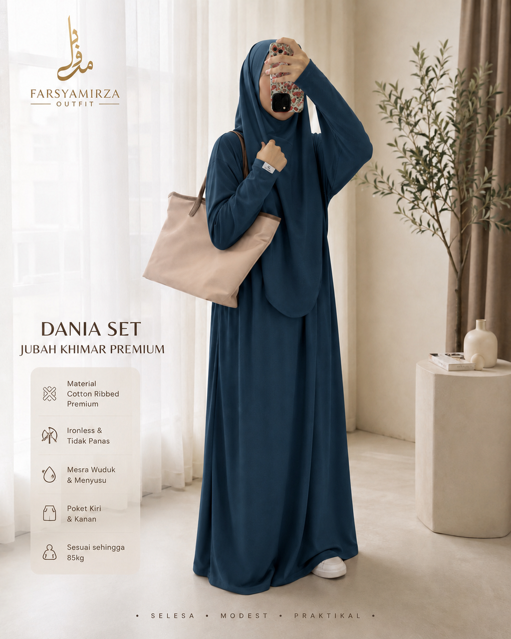 JUBAH DANIA PREMIUM | IRONLESS COTTON RIBBED | MESRA WUDHUK